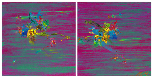 Letter to Monet: New Color Experiment; Magenta Diptych